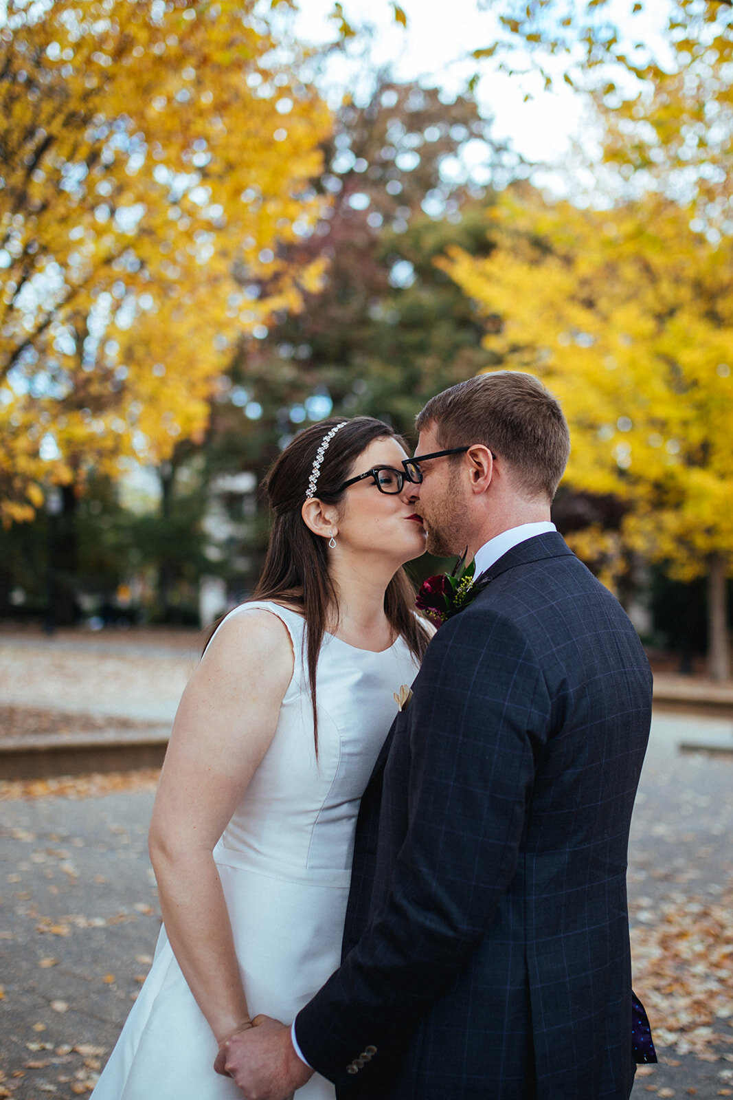 Future spouses kissing in DC Shawnee Custalow wedding photography