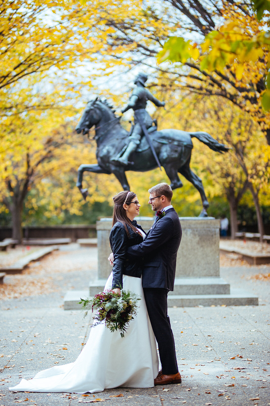 Bride and groom embracing in DC Shawnee Custalow photography