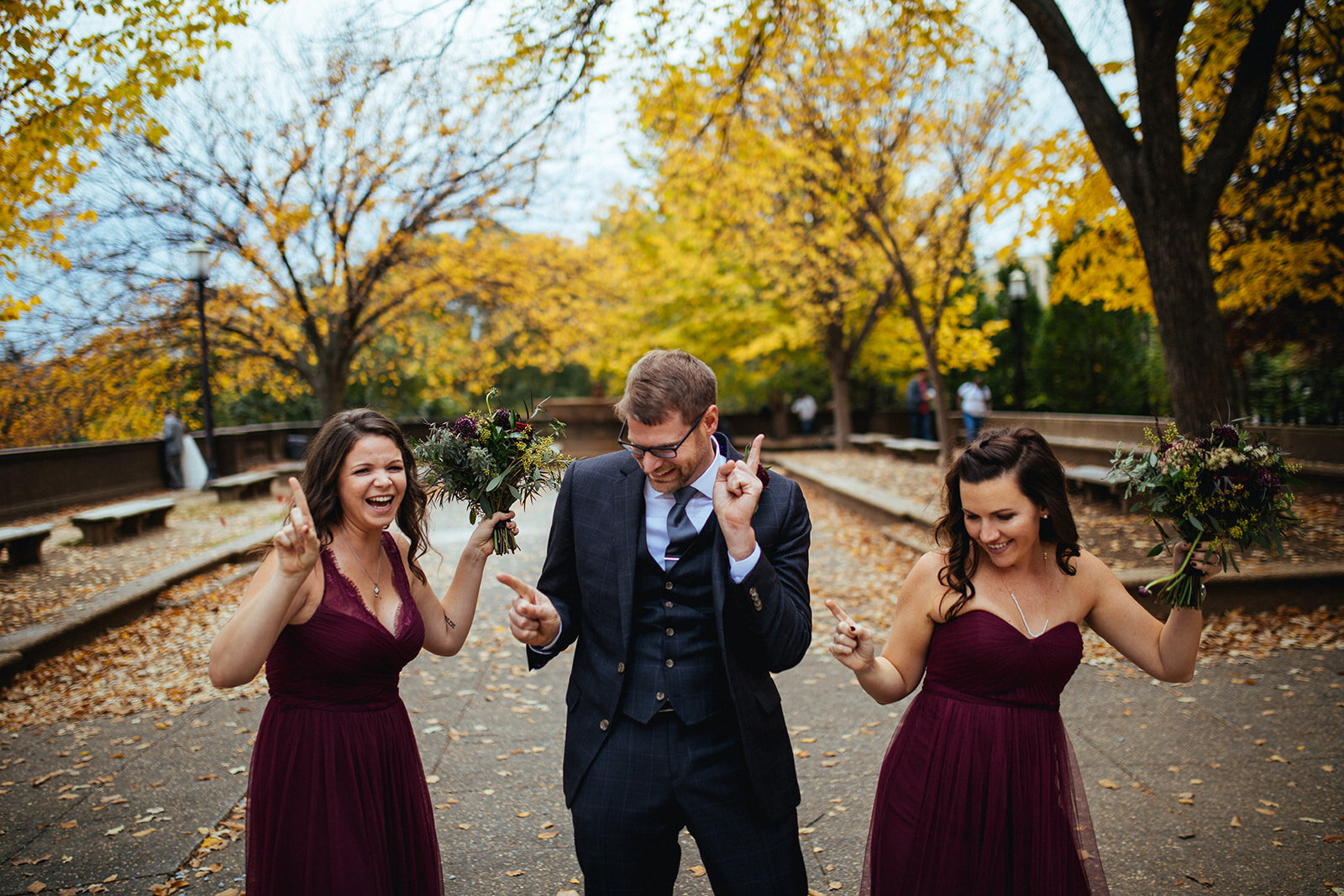 Groom with bridesmaids in DC Shawnee Custalow wedding photography