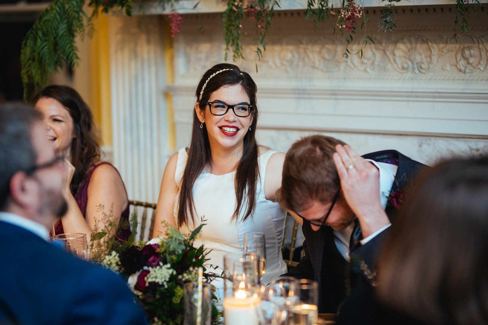 Newlyweds at Josephine Butler Parks Center reception Shawnee Custalow