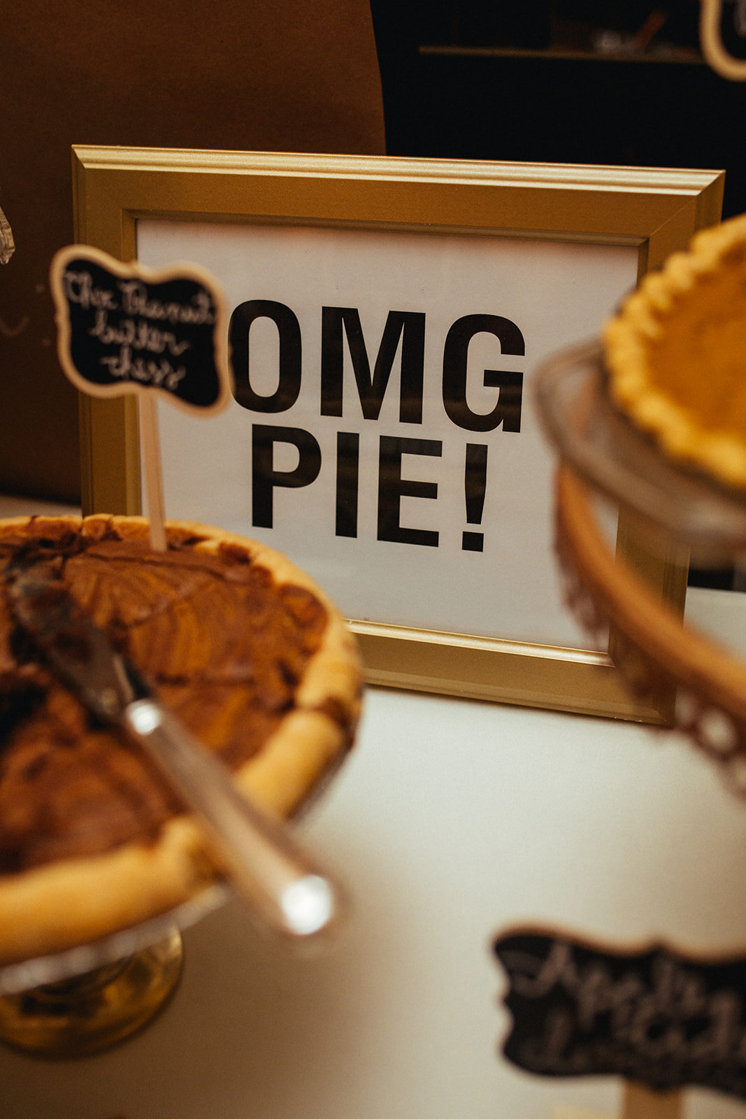 OMG PIE sign at DC Wedding reception Shawnee Custalow photography