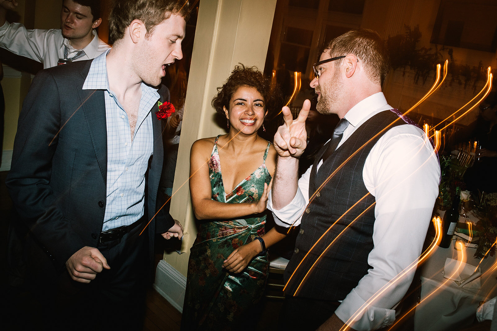 Wedding guests dancing at Josephine Butler Parks Center Shawnee Custalow