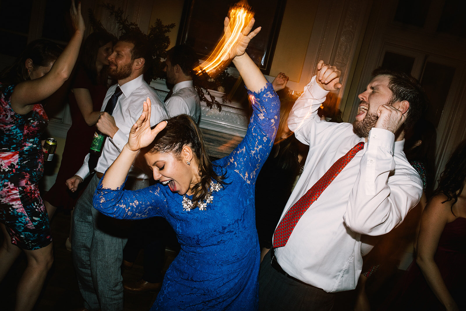 Wedding guests dancing at Josephine Butler Parks Center Shawnee Custalow