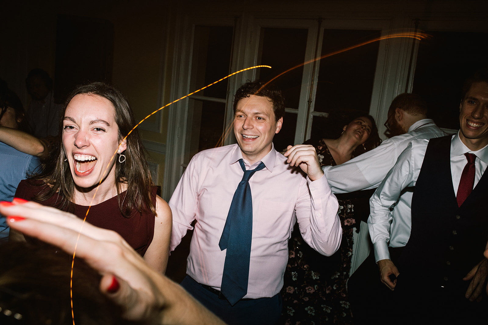 Wedding guests dancing at Josephine Butler Parks Center Shawnee Custalow