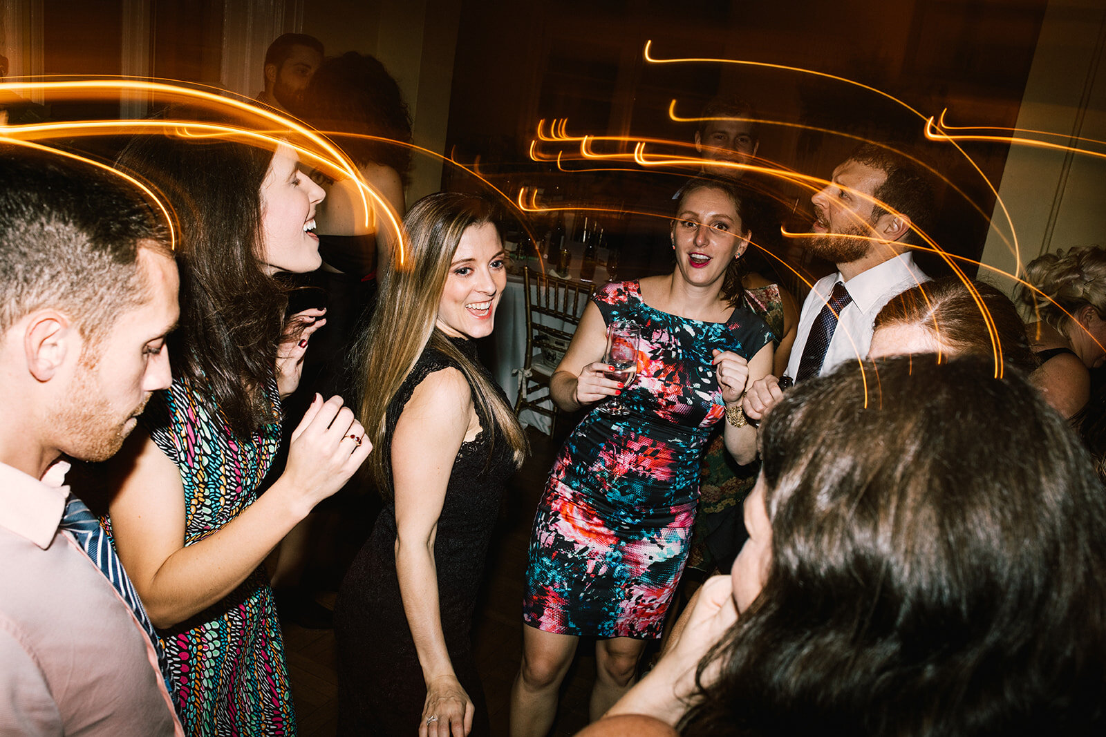 Wedding guests dancing at Josephine Butler Parks Center Shawnee Custalow