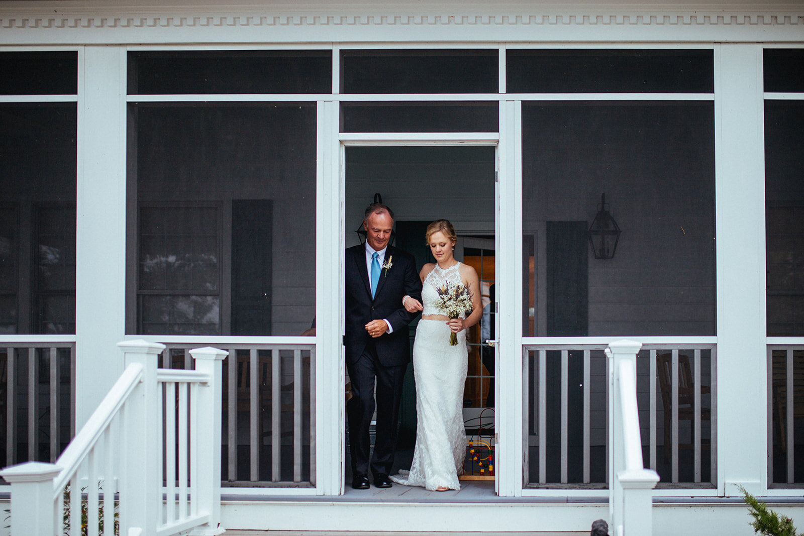 Bride escorted by father in central VA Shawnee Custalow photography