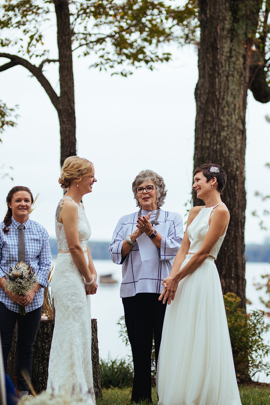 Queer brides with officiant in central VA Shawnee Custalow photography