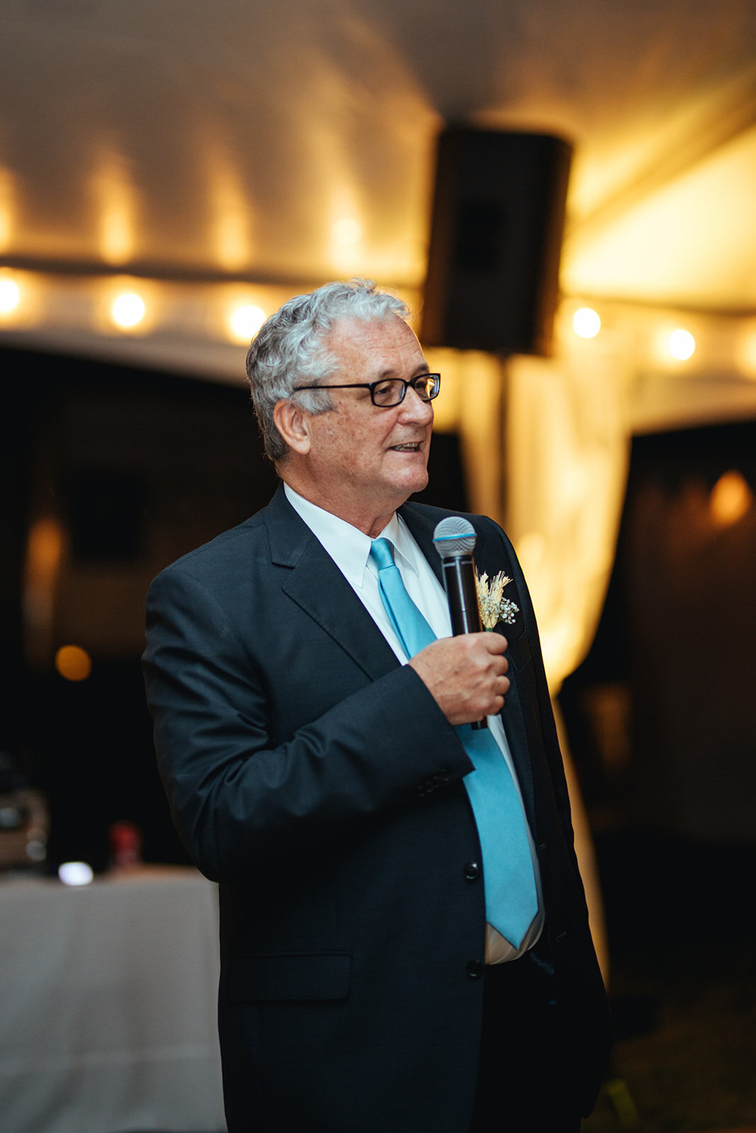 Guest giving a speech at VA farm wedding Shawnee Custalow photography