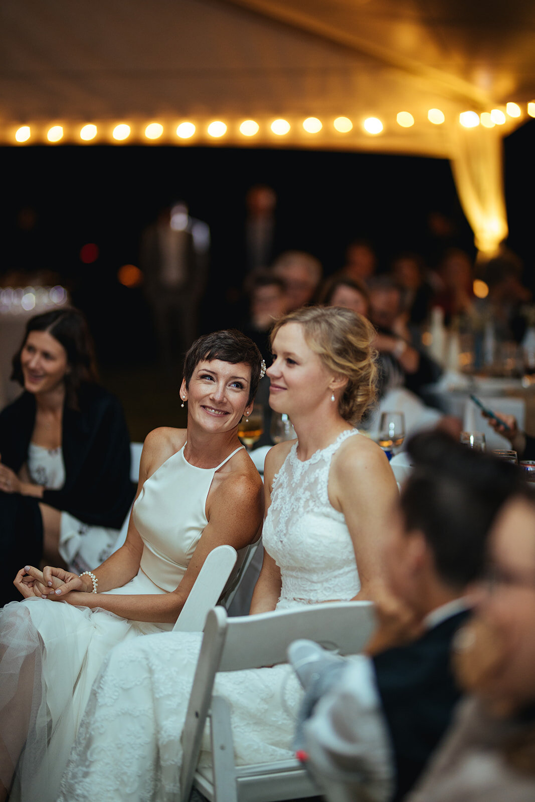 Queer newlyweds at reception in Cville VA Shawnee Custalow photography