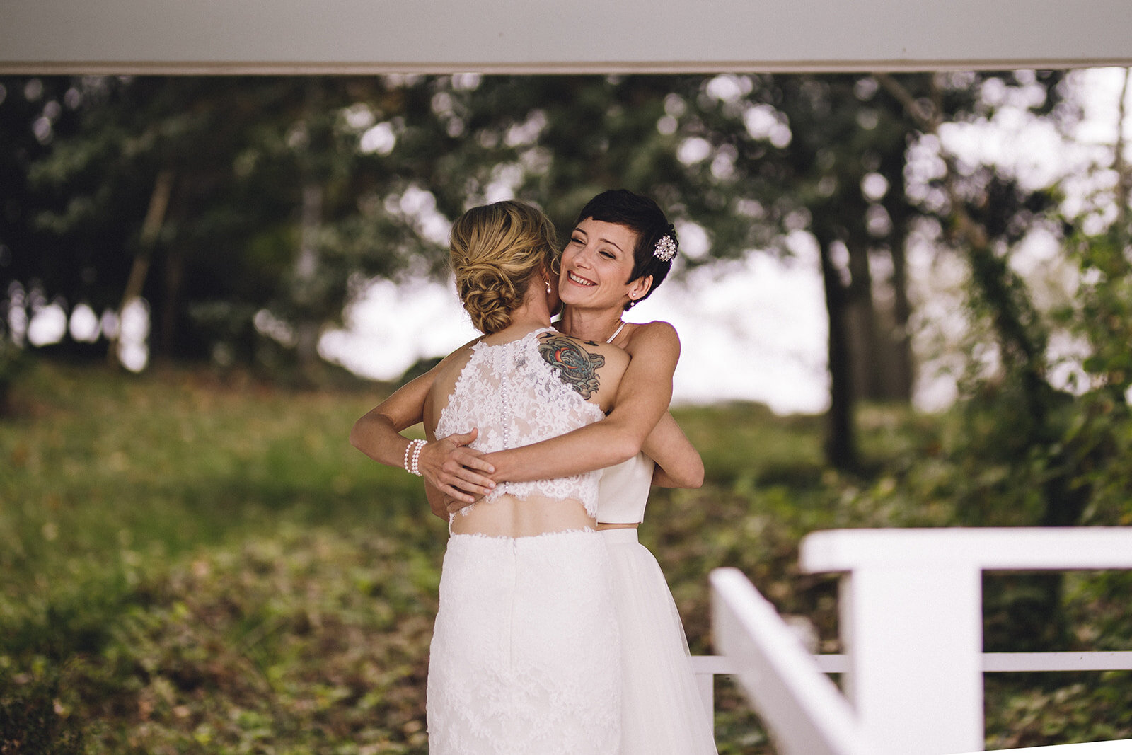 Future spouses embracing in central VA Shawnee Custalow photography