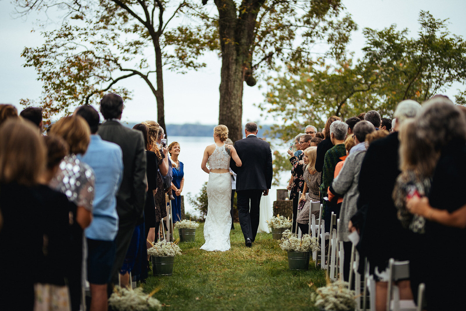 Bride escorted down the aisle on VA farm Shawnee Custalow photography