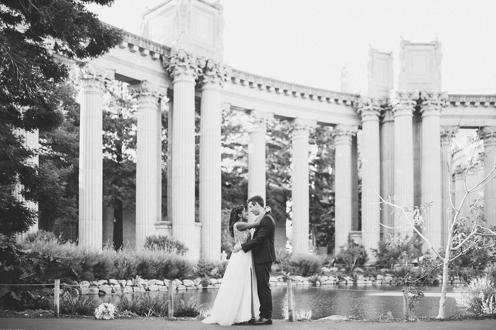 Newly married couple at the Palace of Fine Arts CA Shawnee Custalow