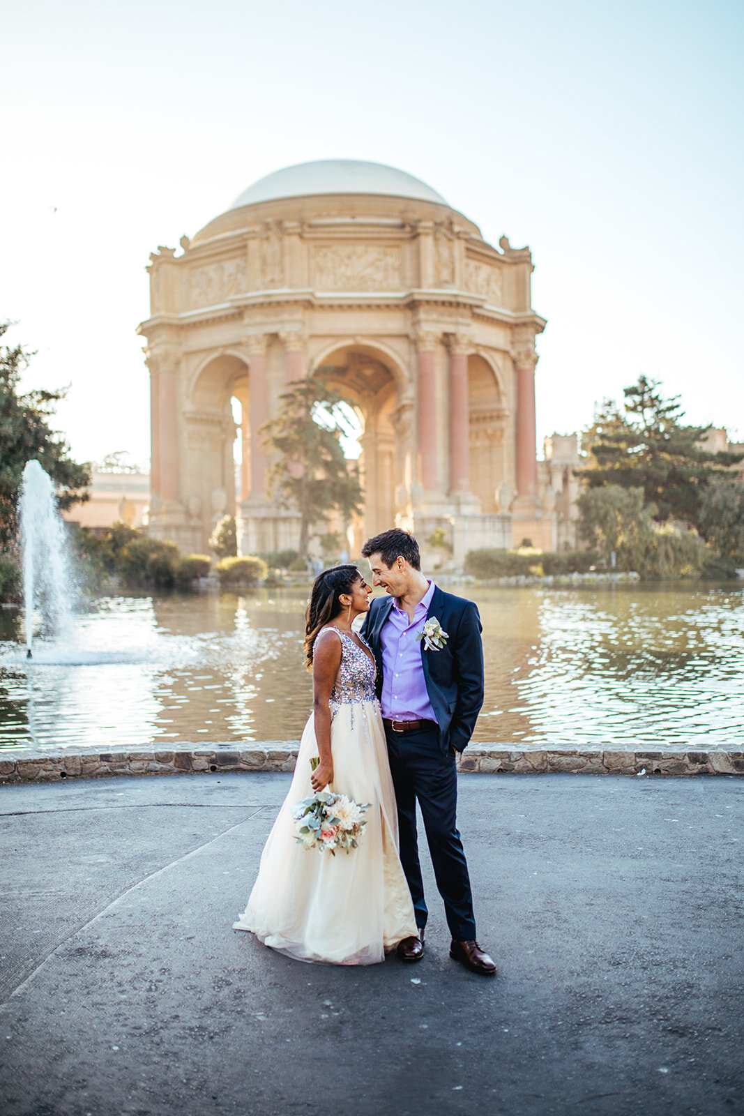 Newly married couple at the Palace of Fine Arts Shawnee Custalow Photography