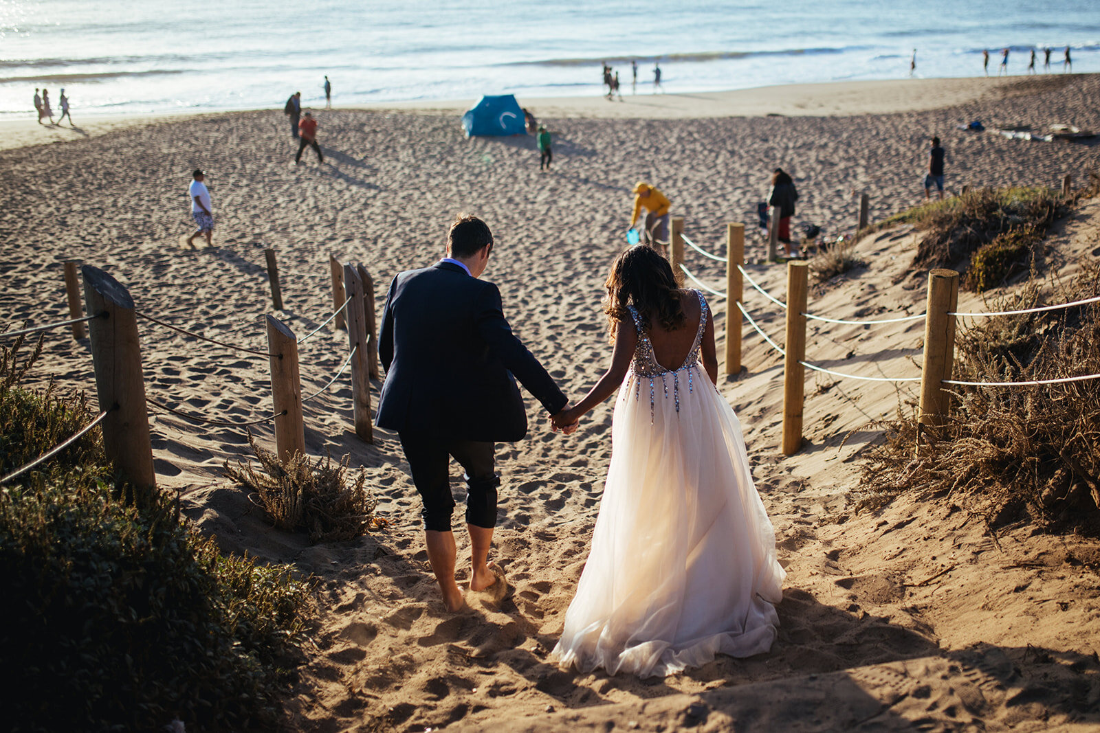 Newlyweds at the beach in San Francisco Shawnee Custalow Photography