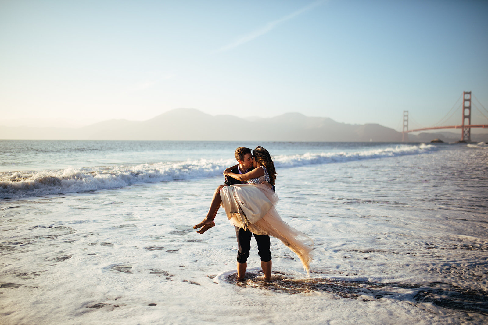 Newlyweds on the beach in San Francisco CA Shawnee Custalow Photography