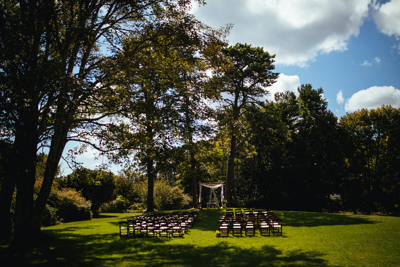 Lawn set for a wedding ceremony in Cape Cod Shawnee Custalow photo