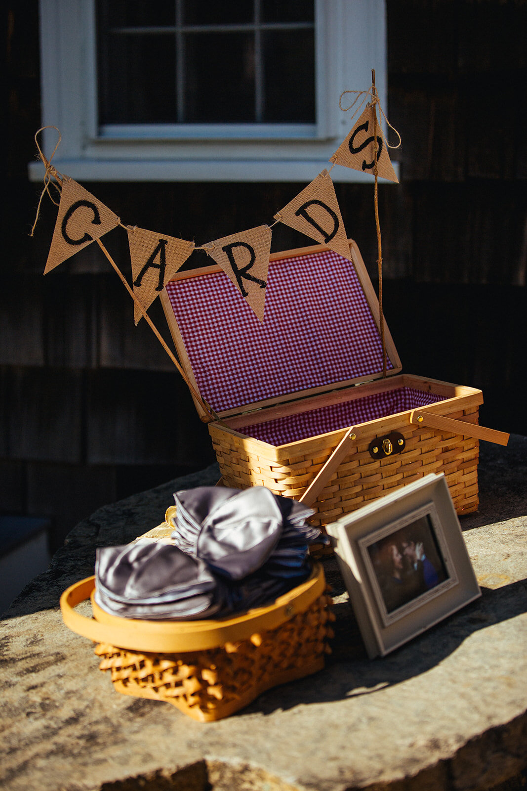Box for guest cards at Cape Cod wedding Shawnee Custalow photography