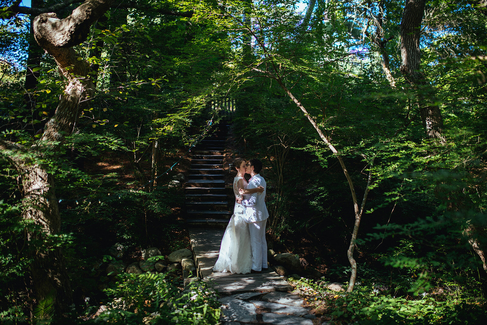 LGBTQ spouses kissing in Cape Cod Shawnee Cusatlow wedding photography