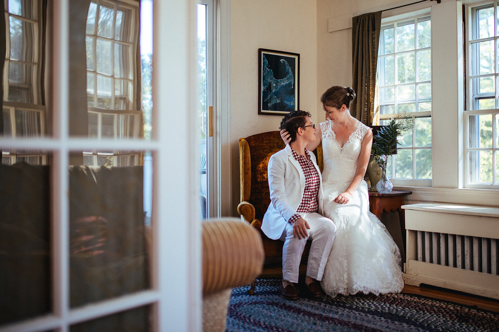 Future spouses in Cape Cod home Shawnee Cusatlow wedding photography