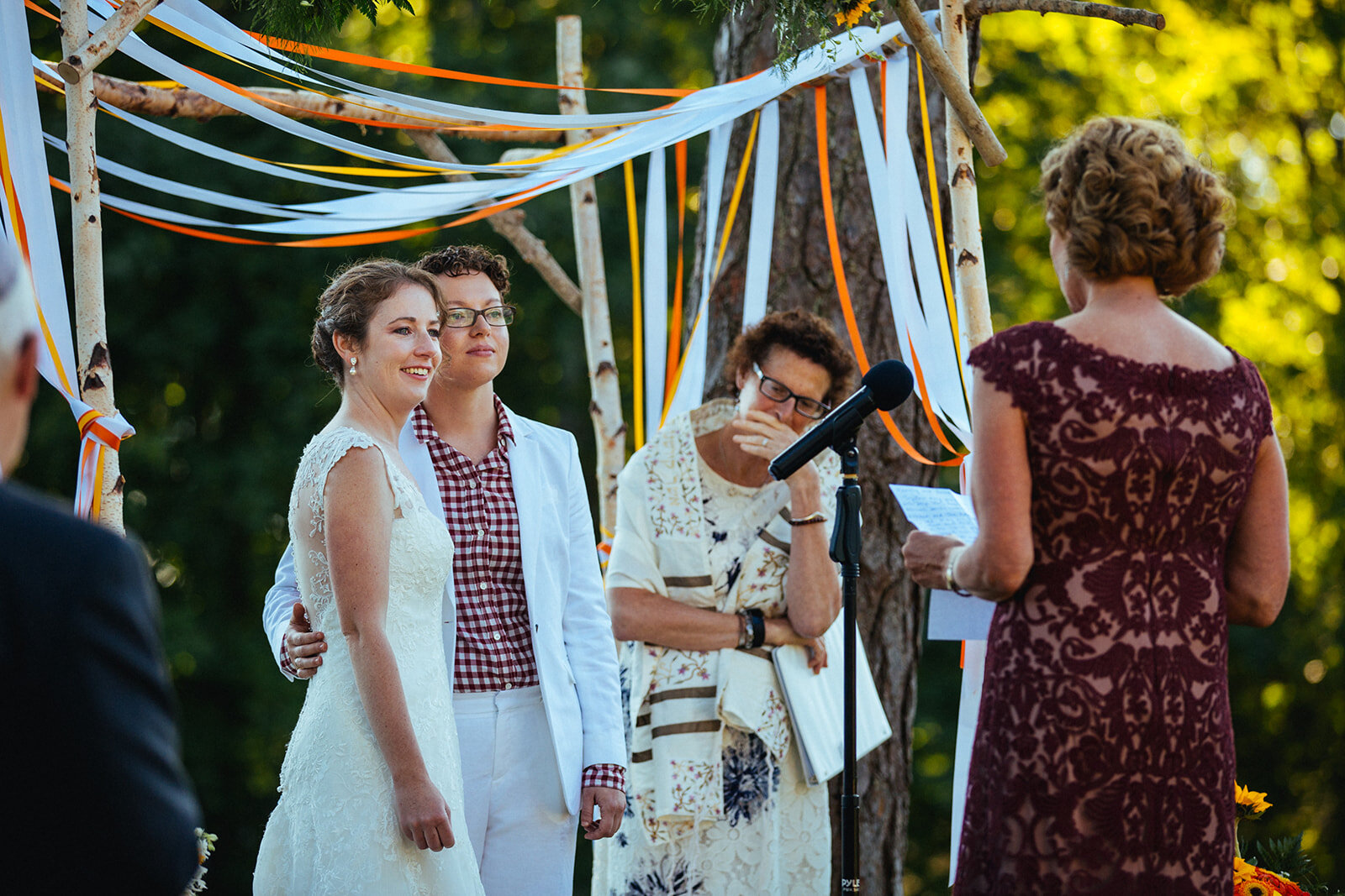 Reading at LGBTQ wedding in Cape Cod Shawnee Custalow photography