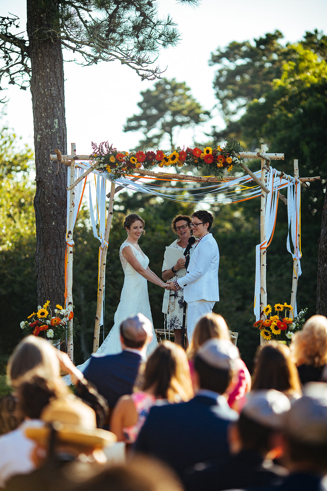 LGBTQ couple with officiant in Cape Cod Shawnee Custalow photography