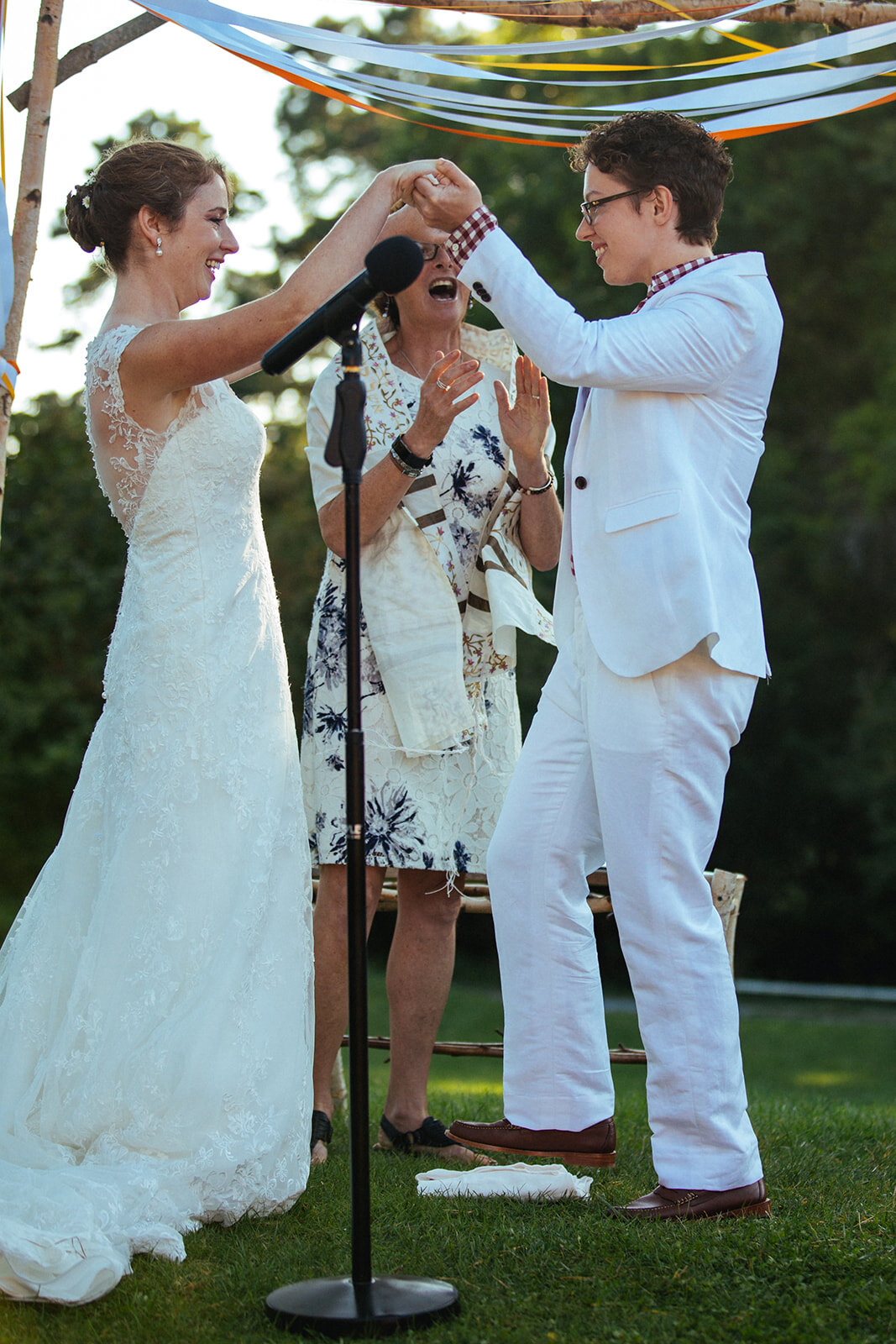 Happy newlyweds at Cape Cod wedding Shawnee Custalow photography