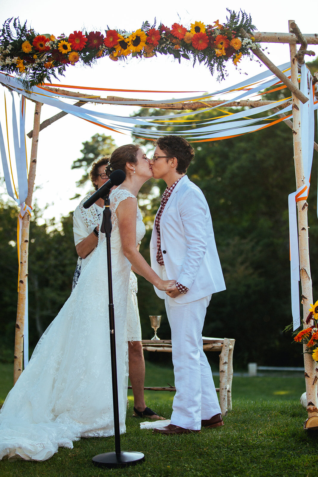 Queer newlyweds kiss in Cape Cod Shawnee Custalow photography