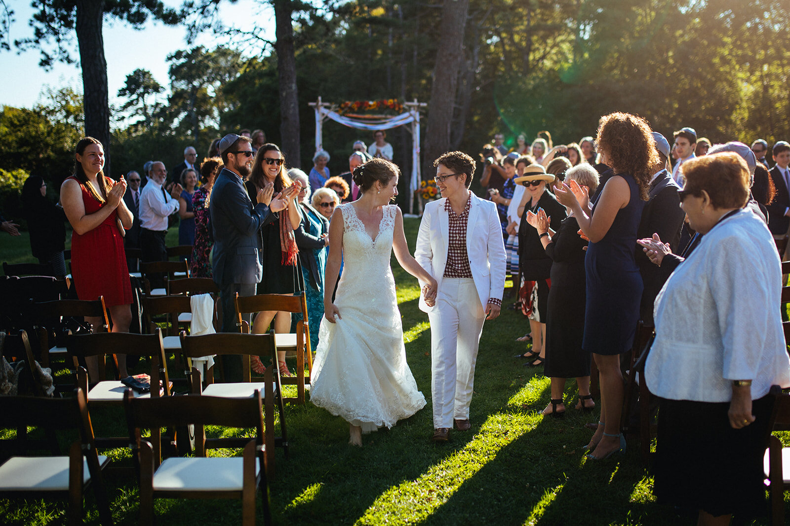 Newlyweds walk the aisle in Cape Cod Shawnee Custalow photography