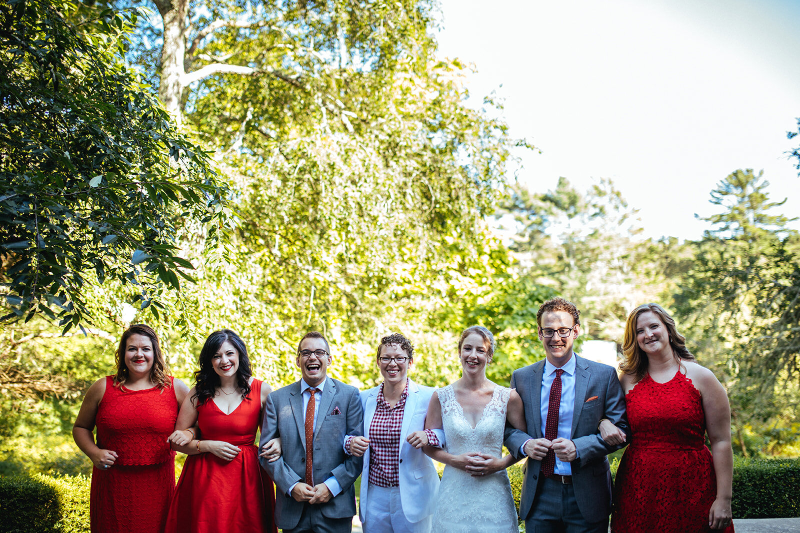 Newlyweds with wedding party in Cape Cod Shawnee Custalow photography