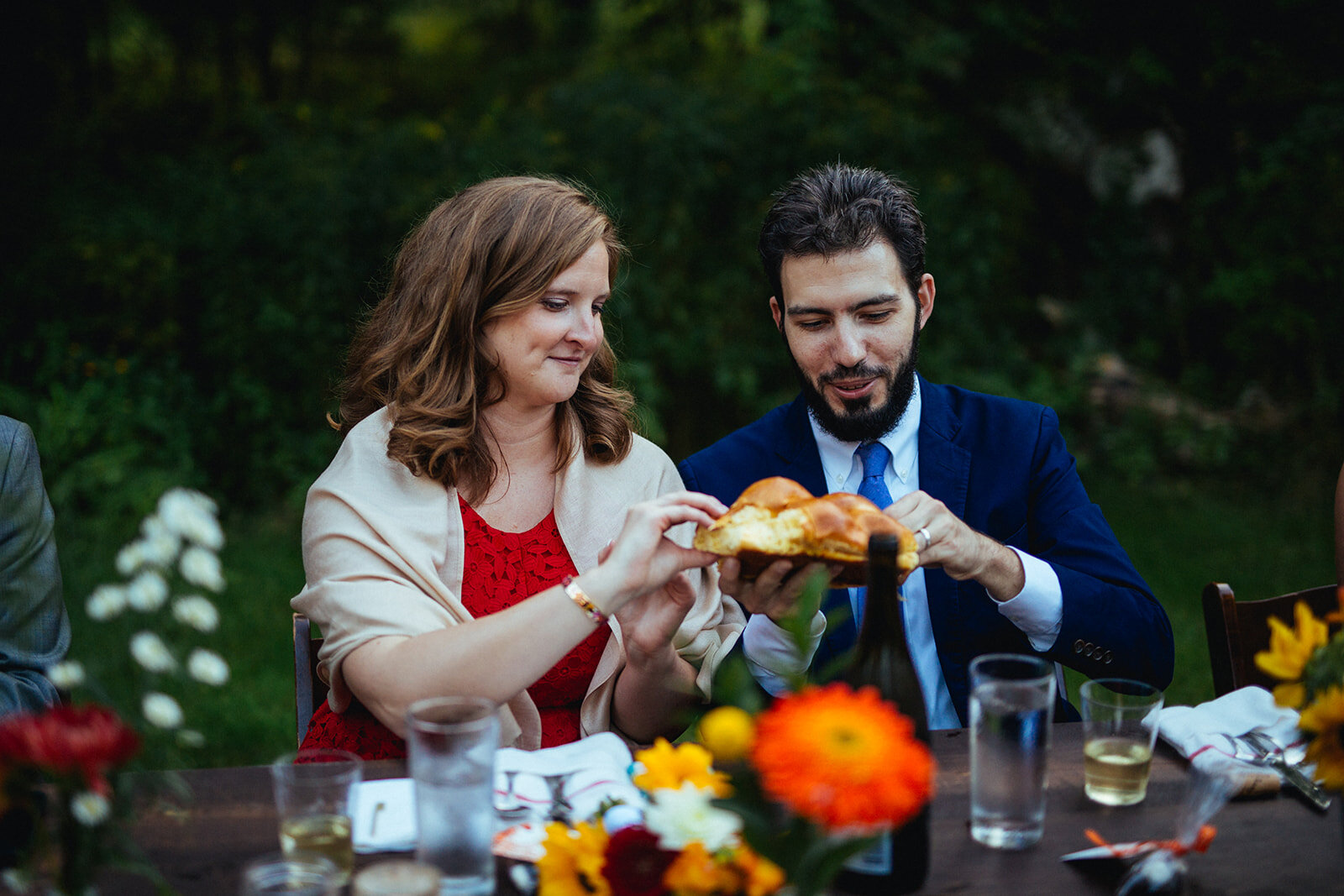 Guests eating at Cape Cod wedding reception Shawnee Custalow photo