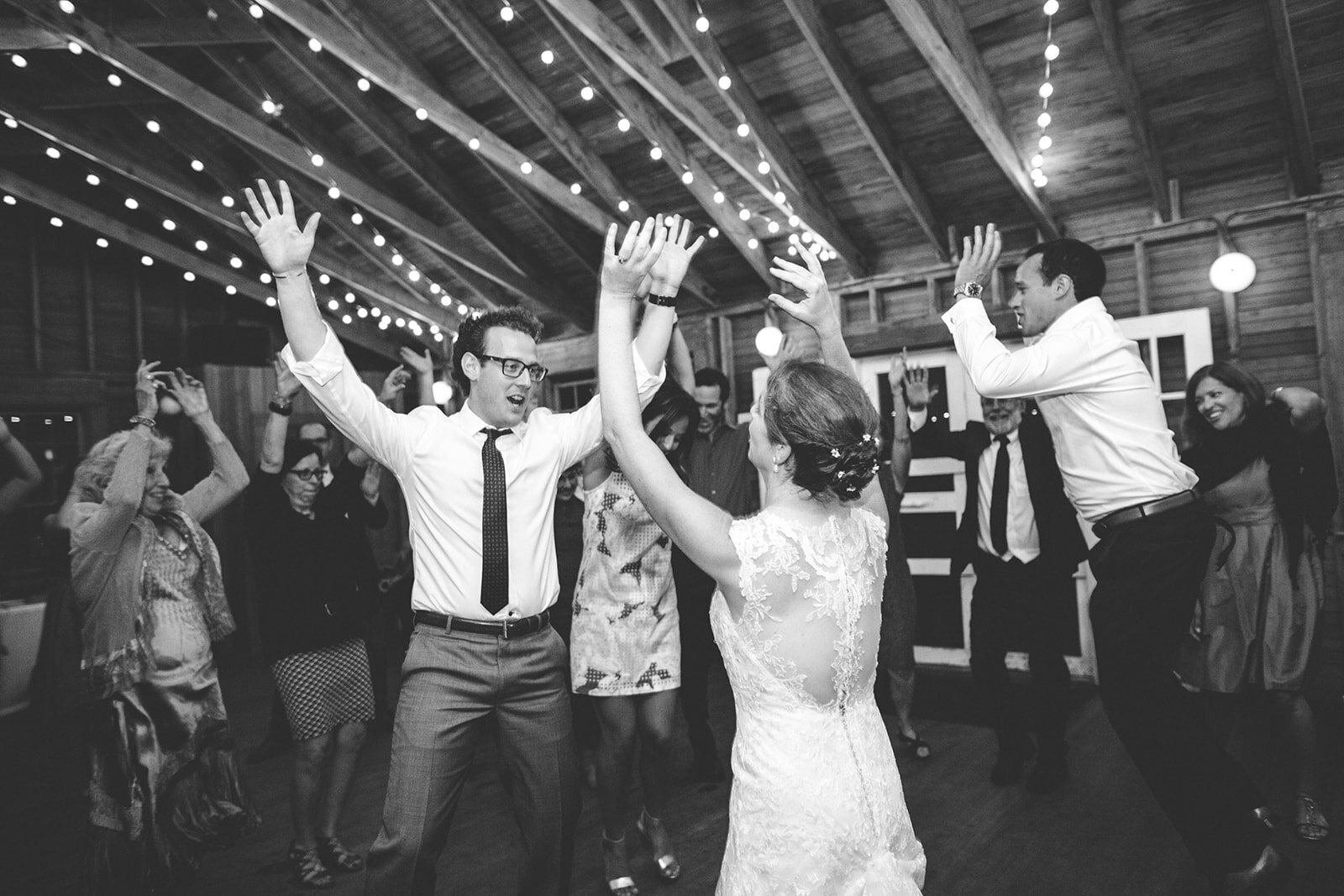Wedding party dancing in Cape Cod Shawnee Custalow photography
