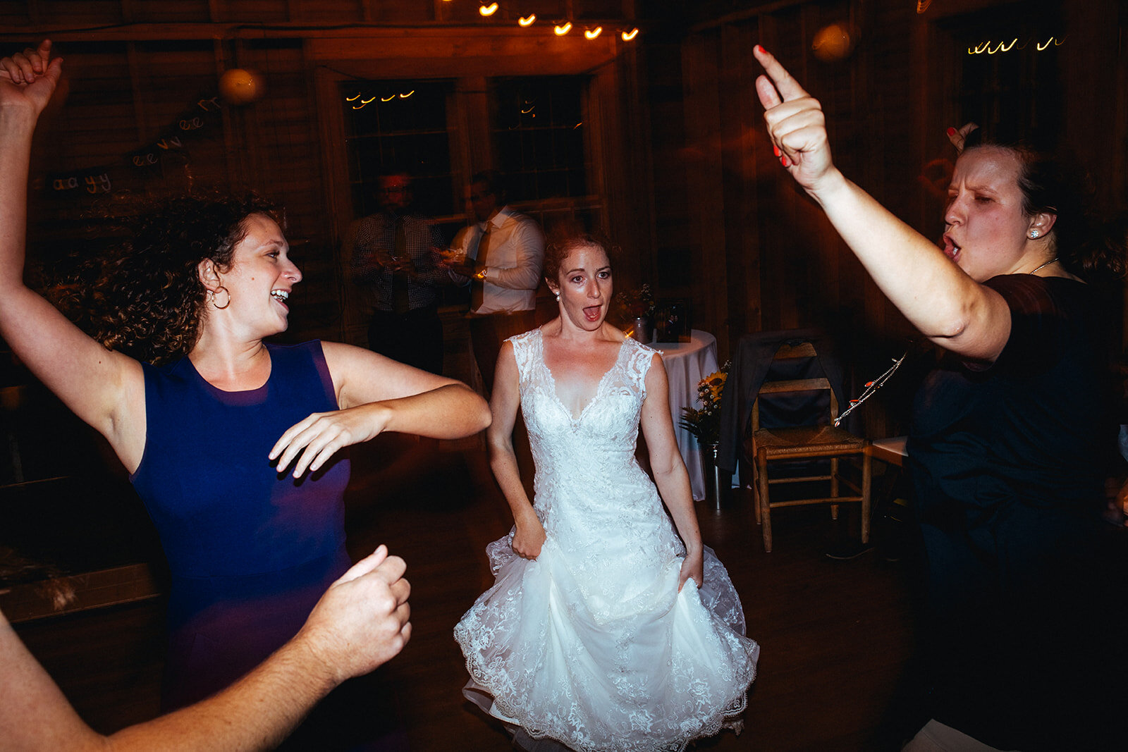 Newlywed and guests dancing in Cape Cod Shawnee Custalow photography