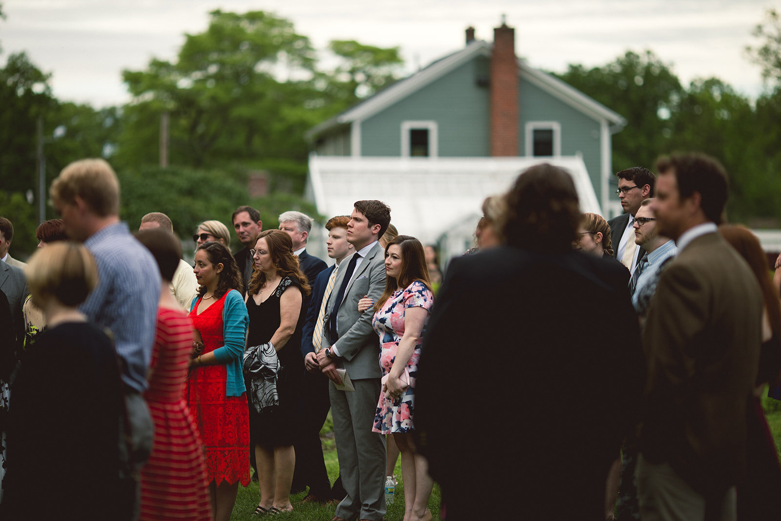 Guests at wedding ceremony at Elizabeth Park Conservatory Shawnee Custalow