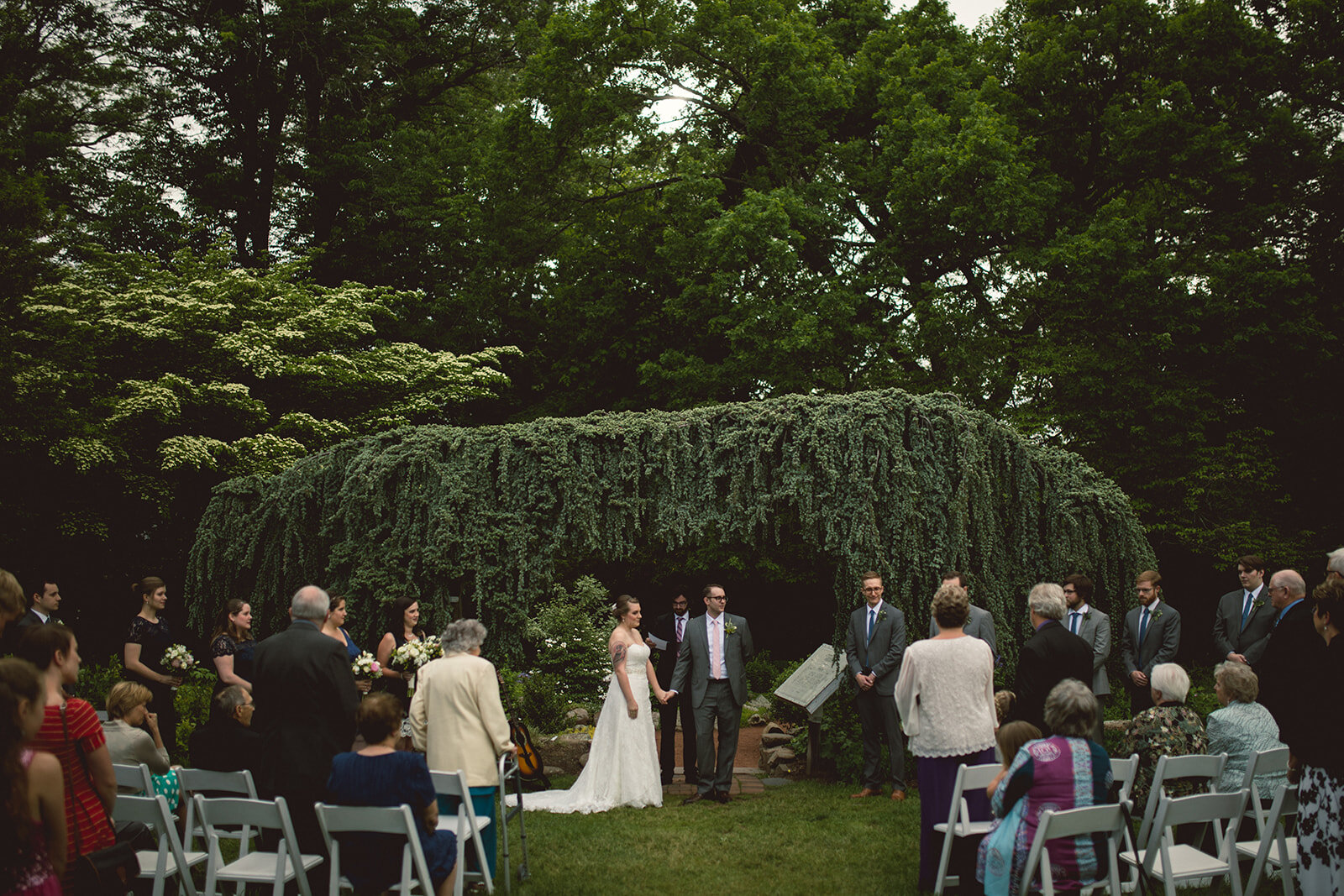 Couple marrying at Elizabeth Park Conservatory Shawnee Custalow