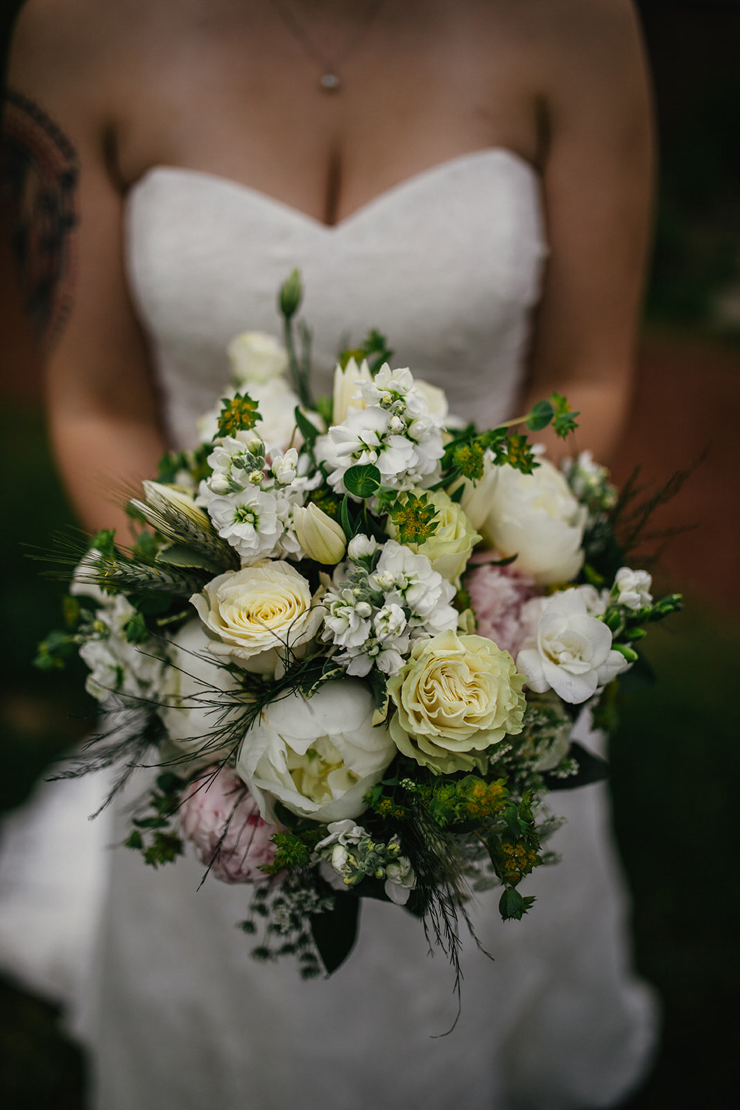 Bride with bouquet at Elizabeth Park Conservatory Shawnee Custalow