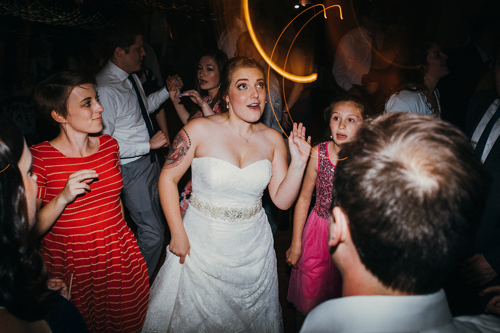 Newlywed dancing with guests in Hartford CT Shawnee Custalow photography