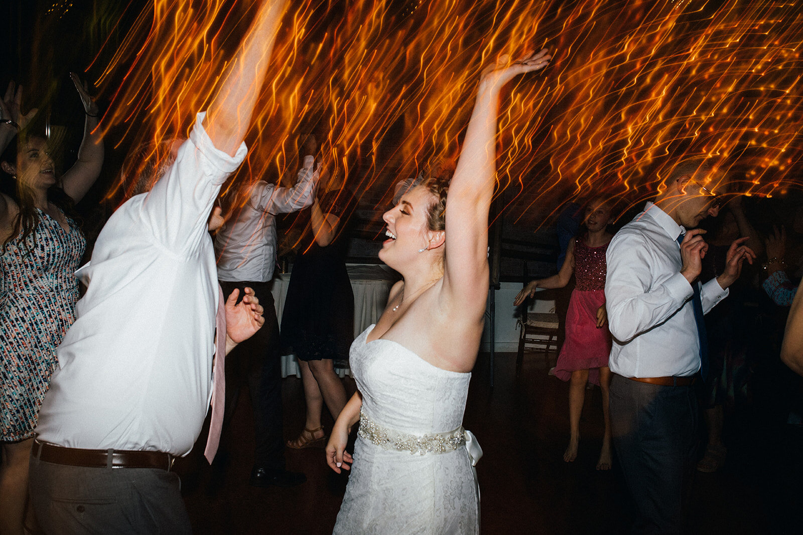 Newlyweds dancing with guests in Hartford CT Shawnee Custalow photography