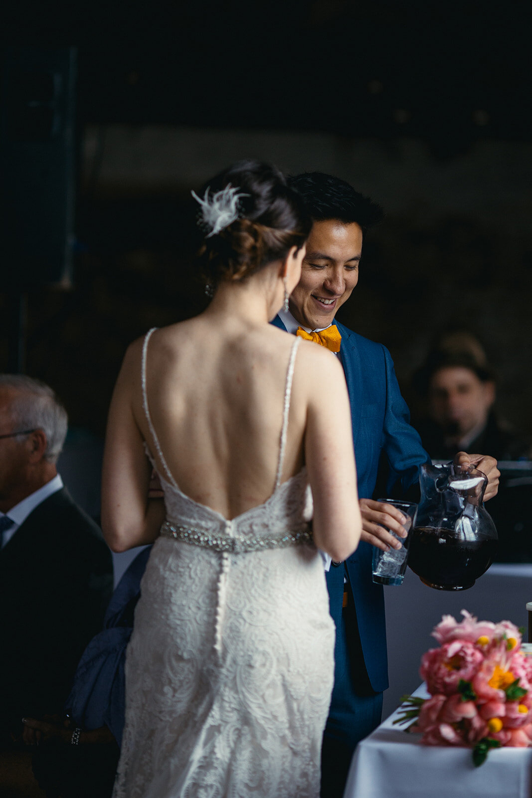 Future spouses pouring tea at The Greenpoint Loft wedding Brooklyn NY Shawnee Custalow