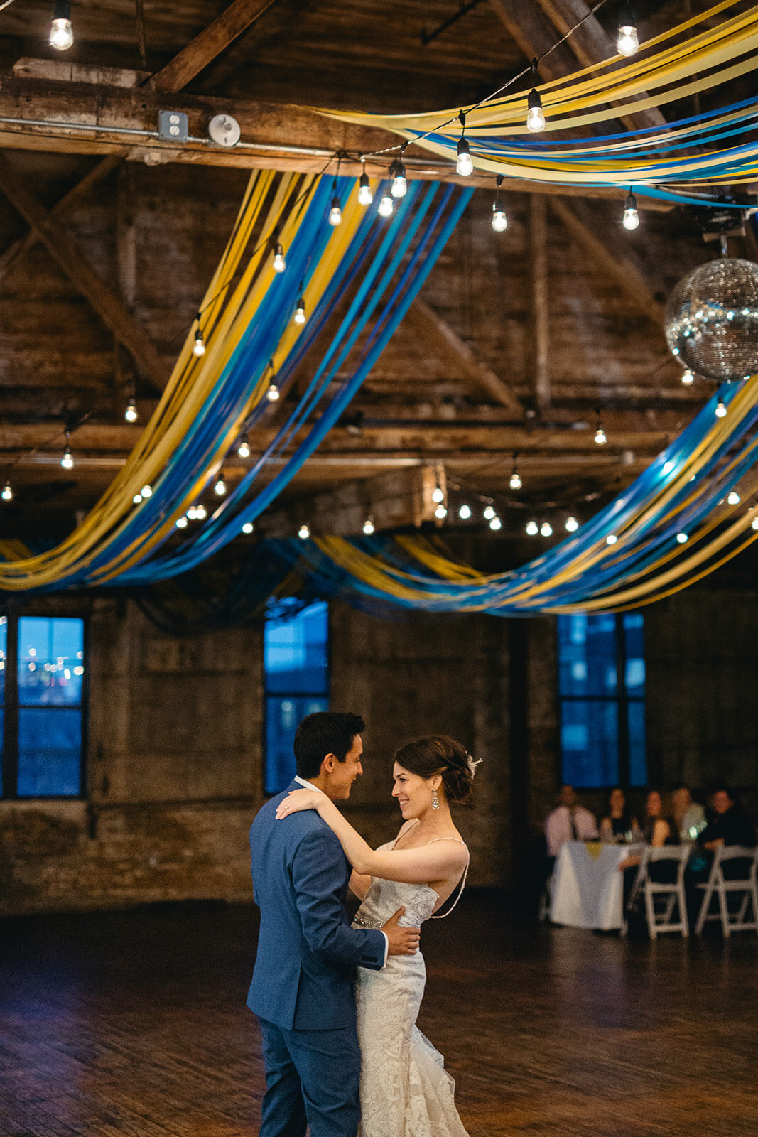 Newlyweds first dance at the Greenpoint Loft Brooklyn NYC Shawnee Custalow photography