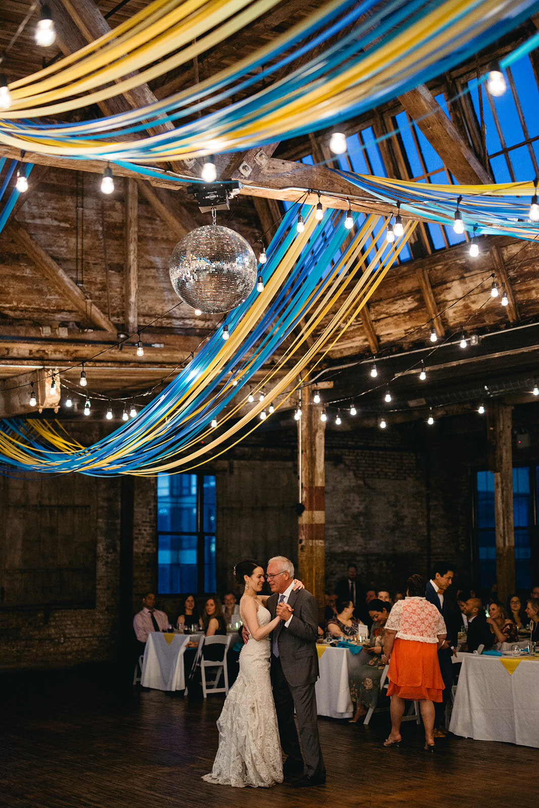 Bride and father dancing at the Greenpoint Loft Brooklyn NYC Shawnee Custalow photography