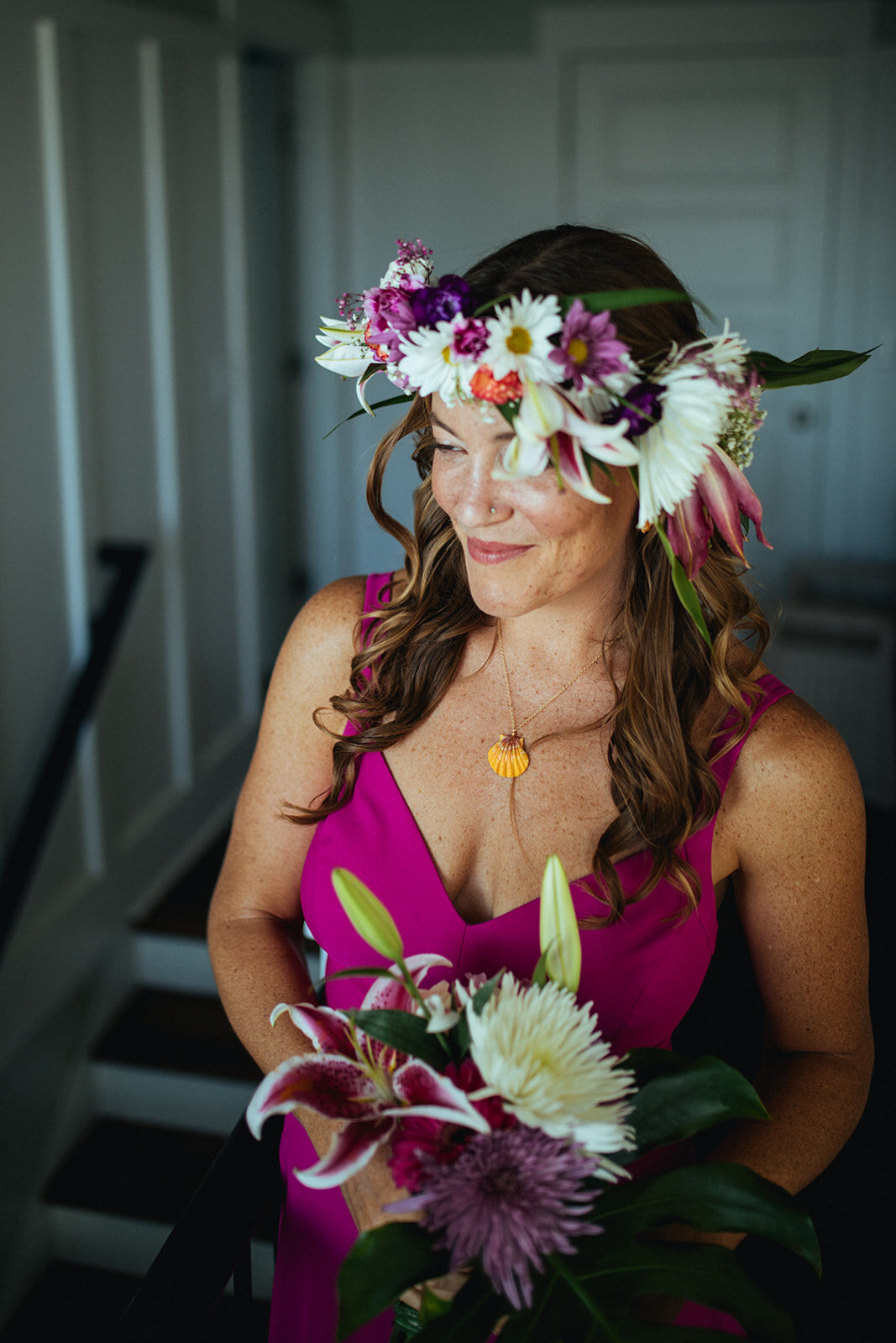 Future spouse with bouquet in Folly Beach Shawnee Custalow photography