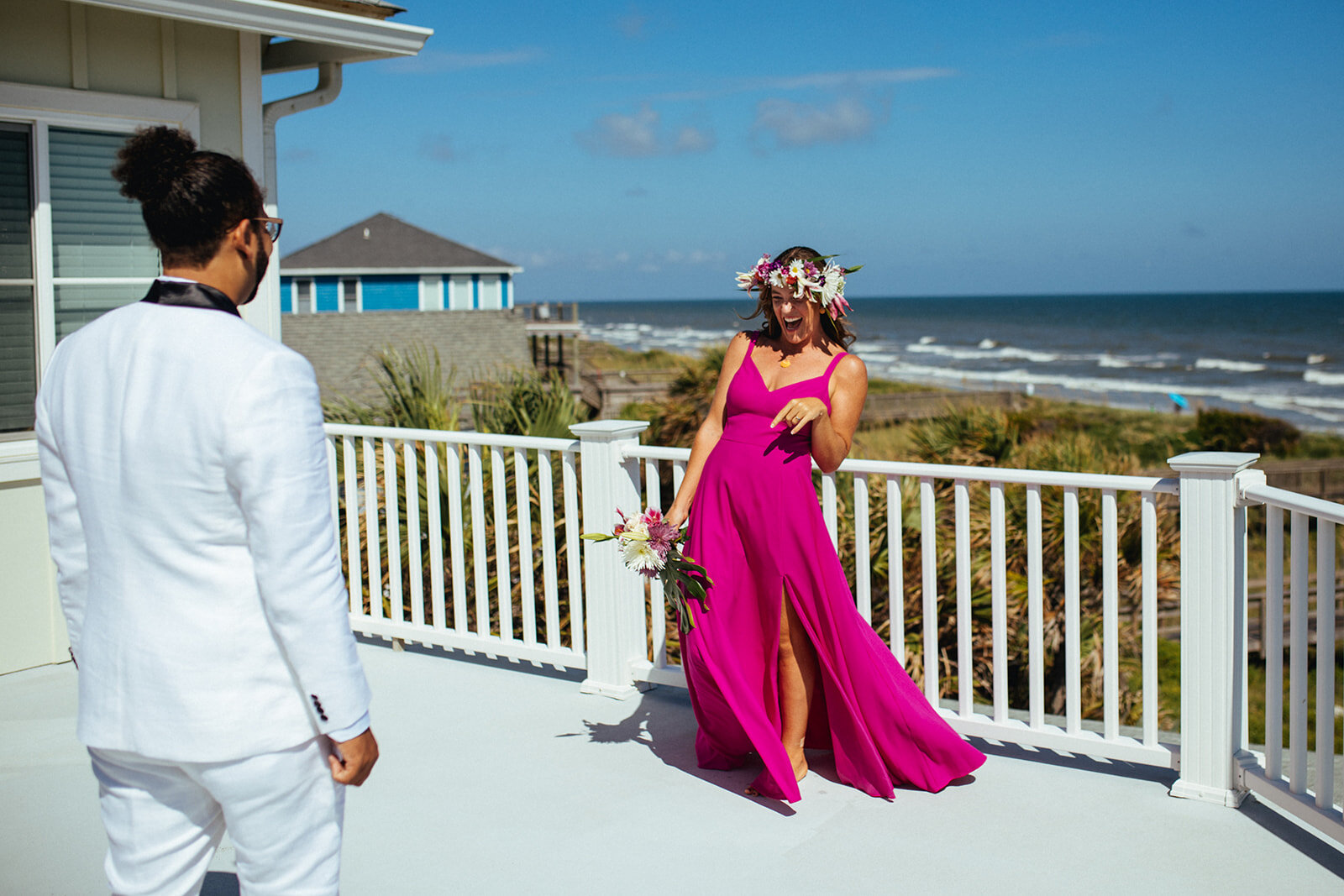 Future spouses first look at Folly Beach Shawnee Custalow photography