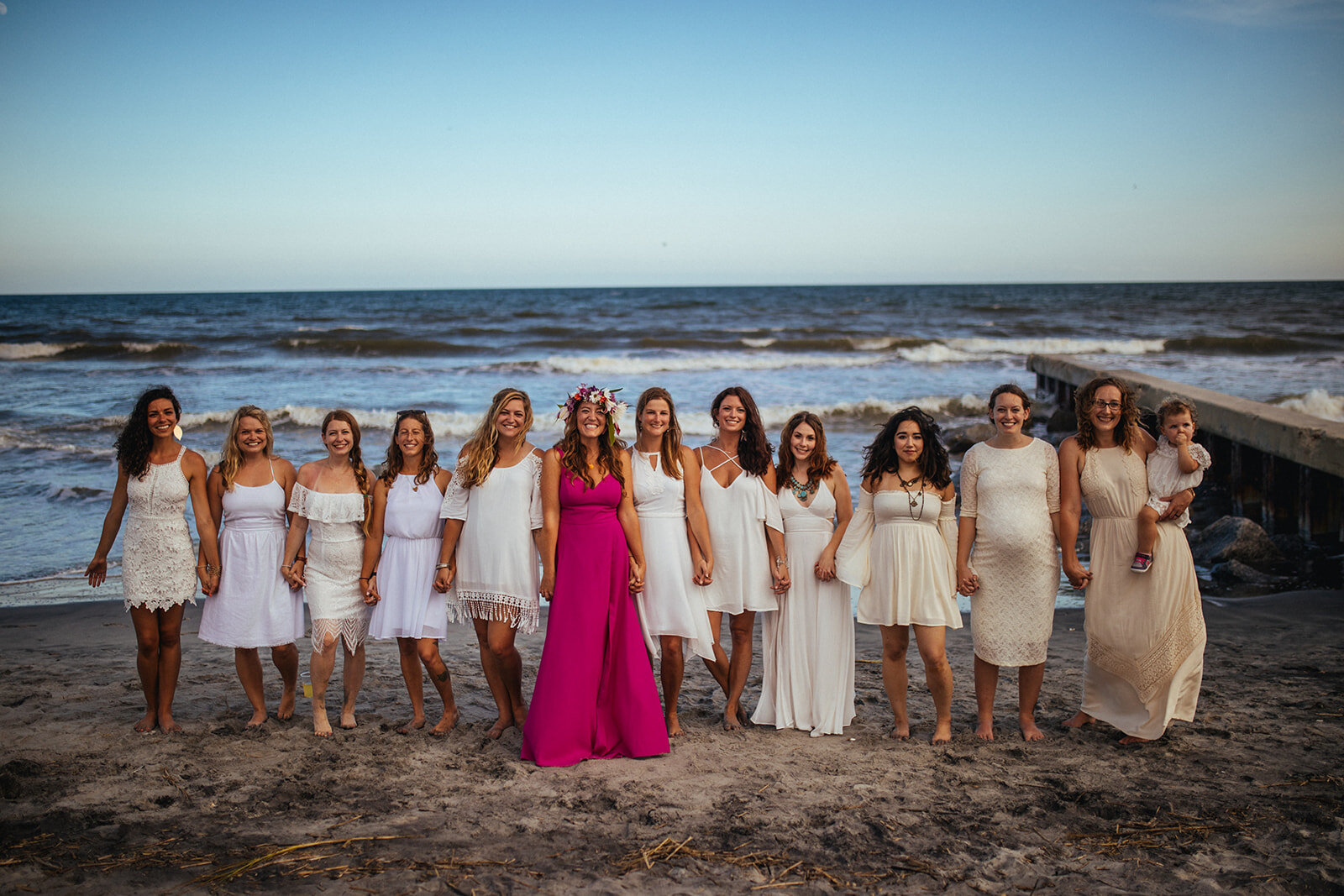 Newlywed and guests on Folly beach SC Shawnee Custalow photography