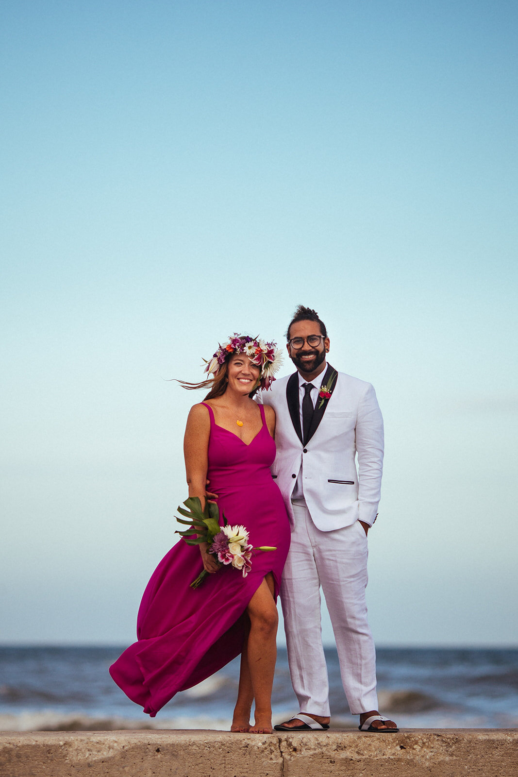 Newlyweds on Folly Beach SC Shawnee Custalow wedding photography