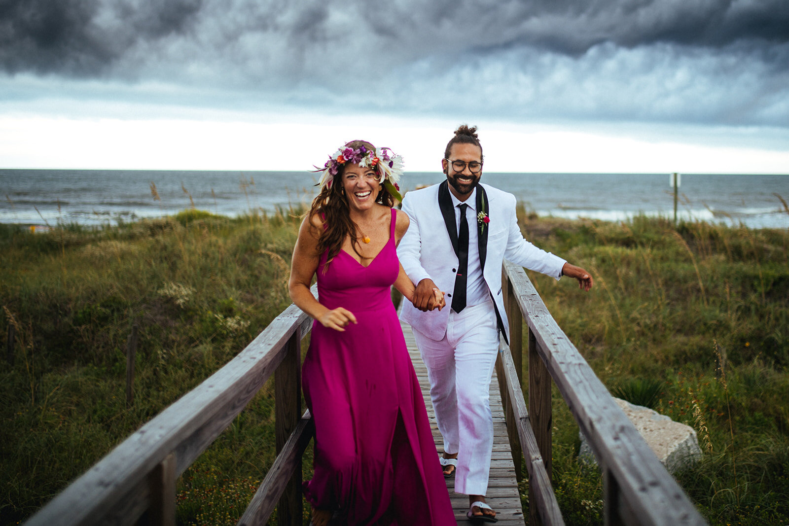 Newlyweds by the sea on Folly Beach SC Shawnee Custalow photography