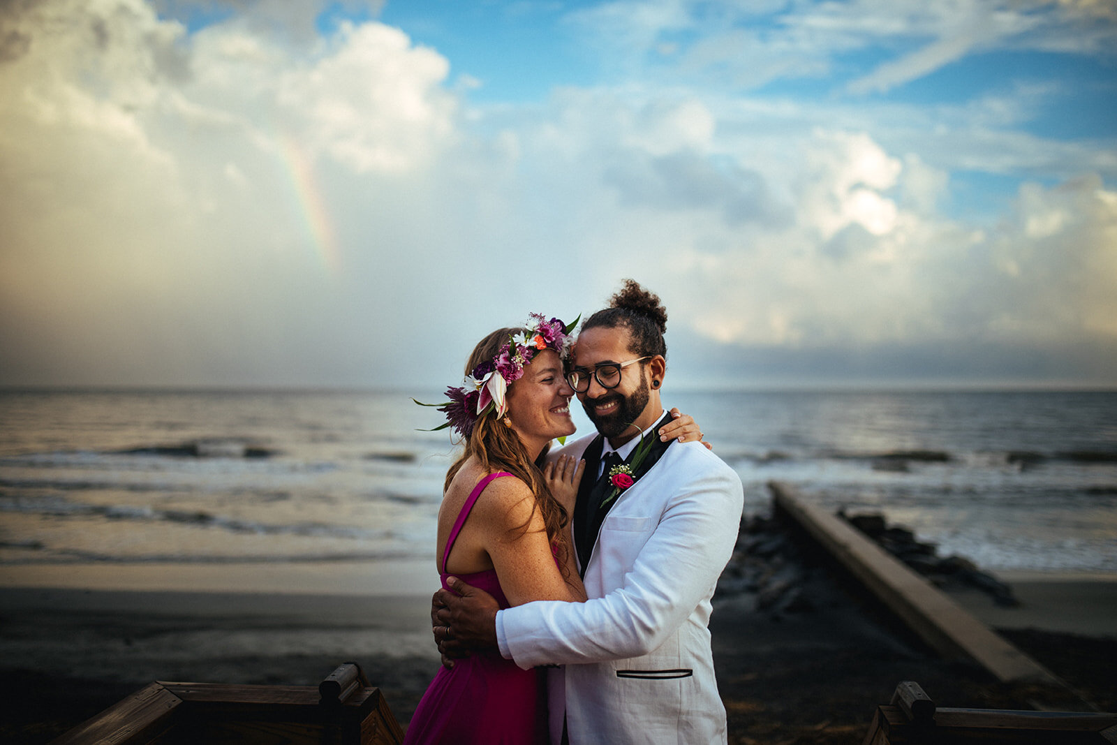 Newlyweds by the sea on Folly Beach SC Shawnee Custalow photographer