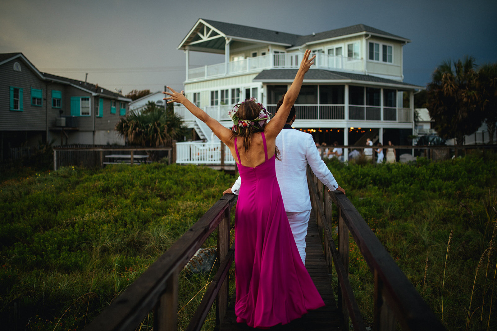 Newlyweds at a Folly Beach house in SC Shawnee Custalow photography