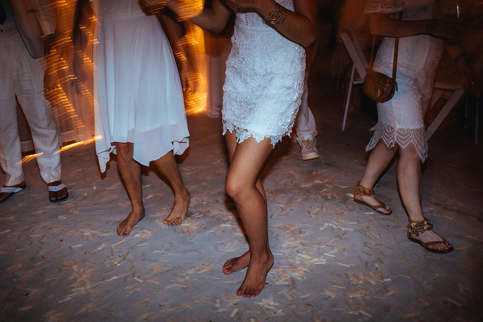 Wedding guests dancing at Folly Beach SC Shawnee Custalow photography