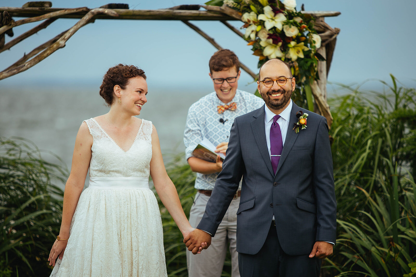 Happy newlyweds on Tilghman Island MD Shawnee Custalow photography