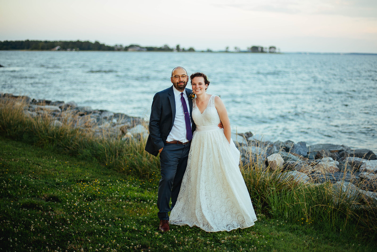 Newly married couple by the sea on Tilghman Island MD Shawnee Custalow photography